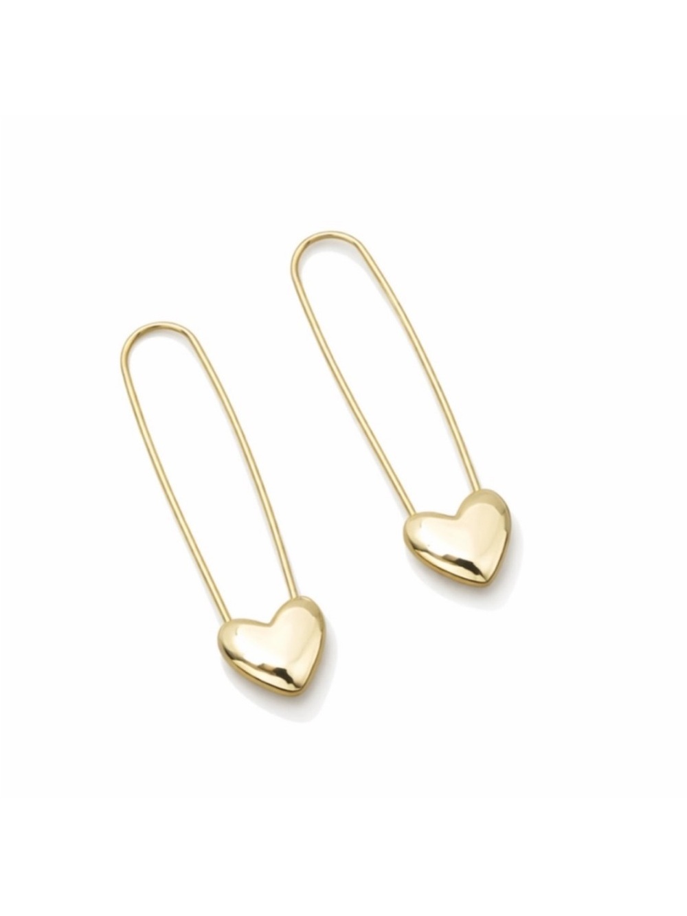 New! Gold Heart Safety Pin Earrings NWOT